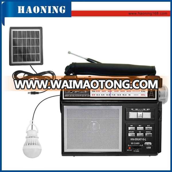 new portable haoning solar led bulb am fm radio with usb sd tf